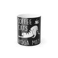 Load image into Gallery viewer, Mug - Coffee, Cats, & Yoga Mats Color Morphing 11oz
