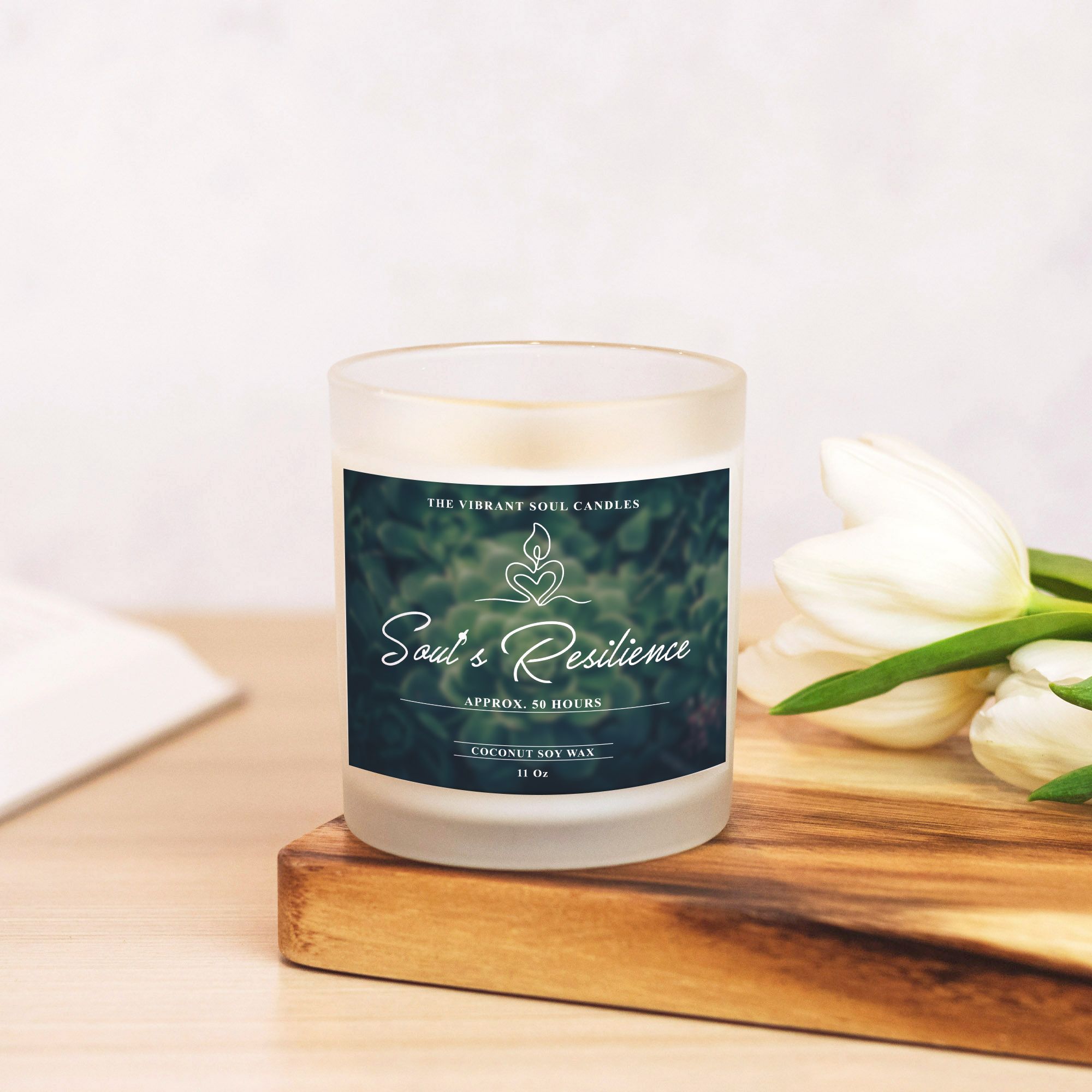 Soul's Resilience Candle Frosted Glass (Hand Poured 11 oz)