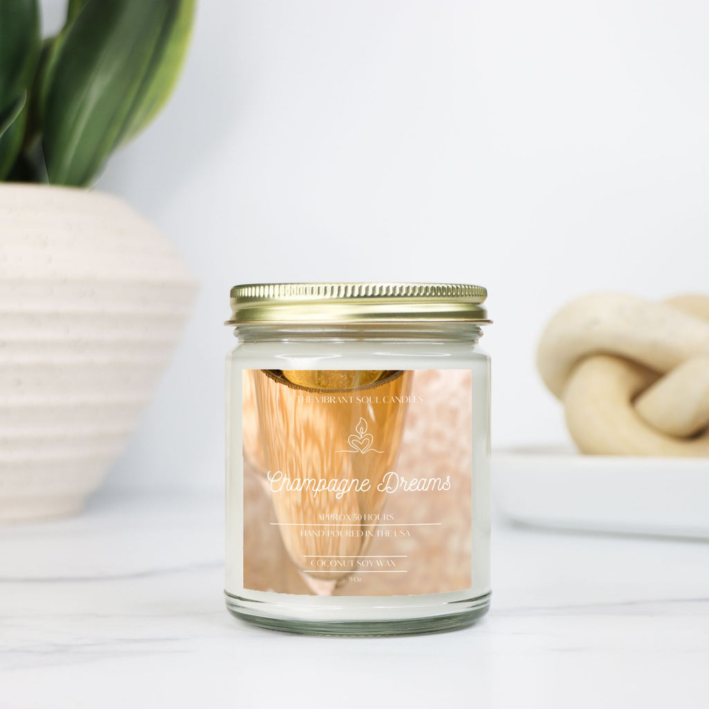 Champagne Dreams Candle Clear Jar 9oz