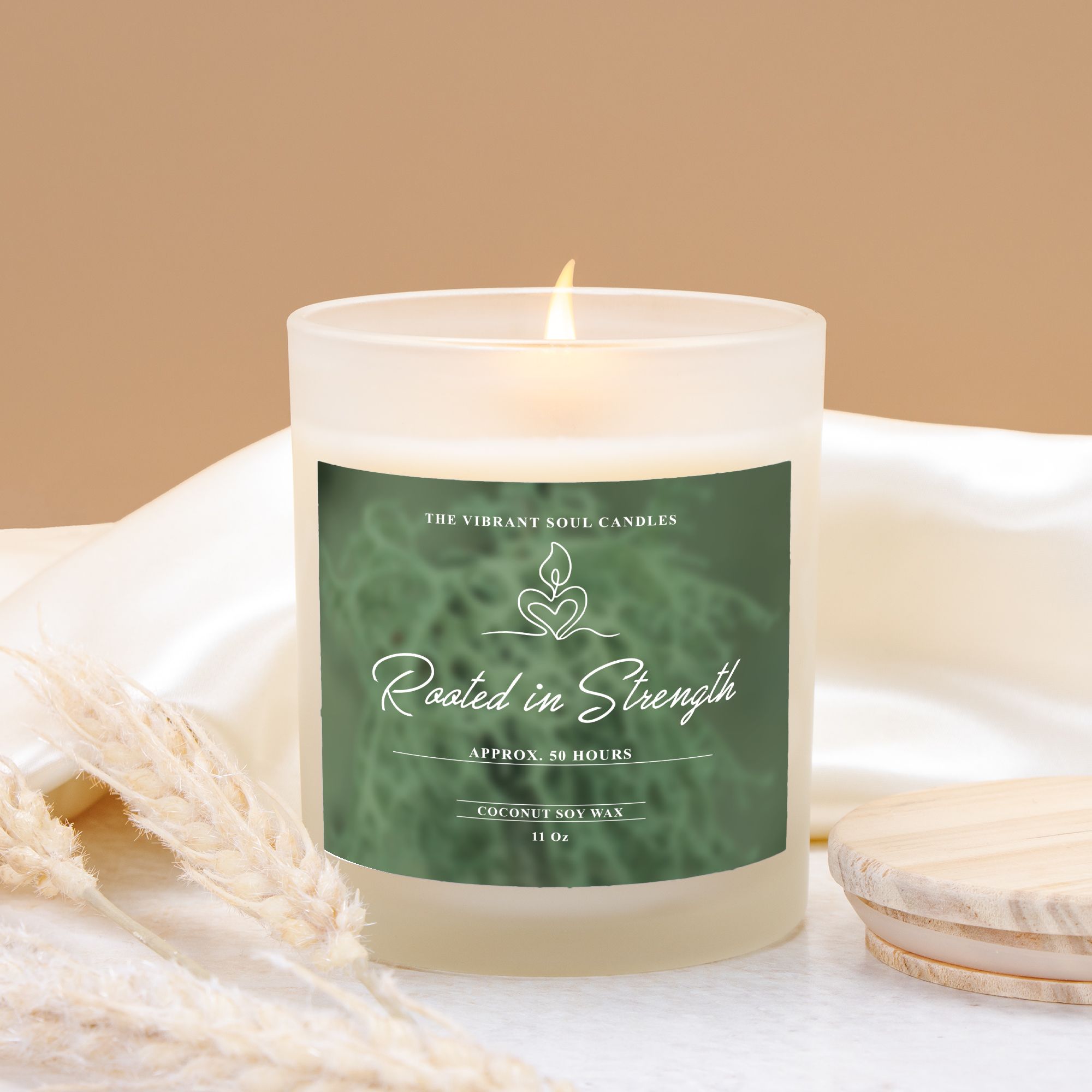 Rooted in Strength Candle Frosted Glass (Hand Poured 11 oz)