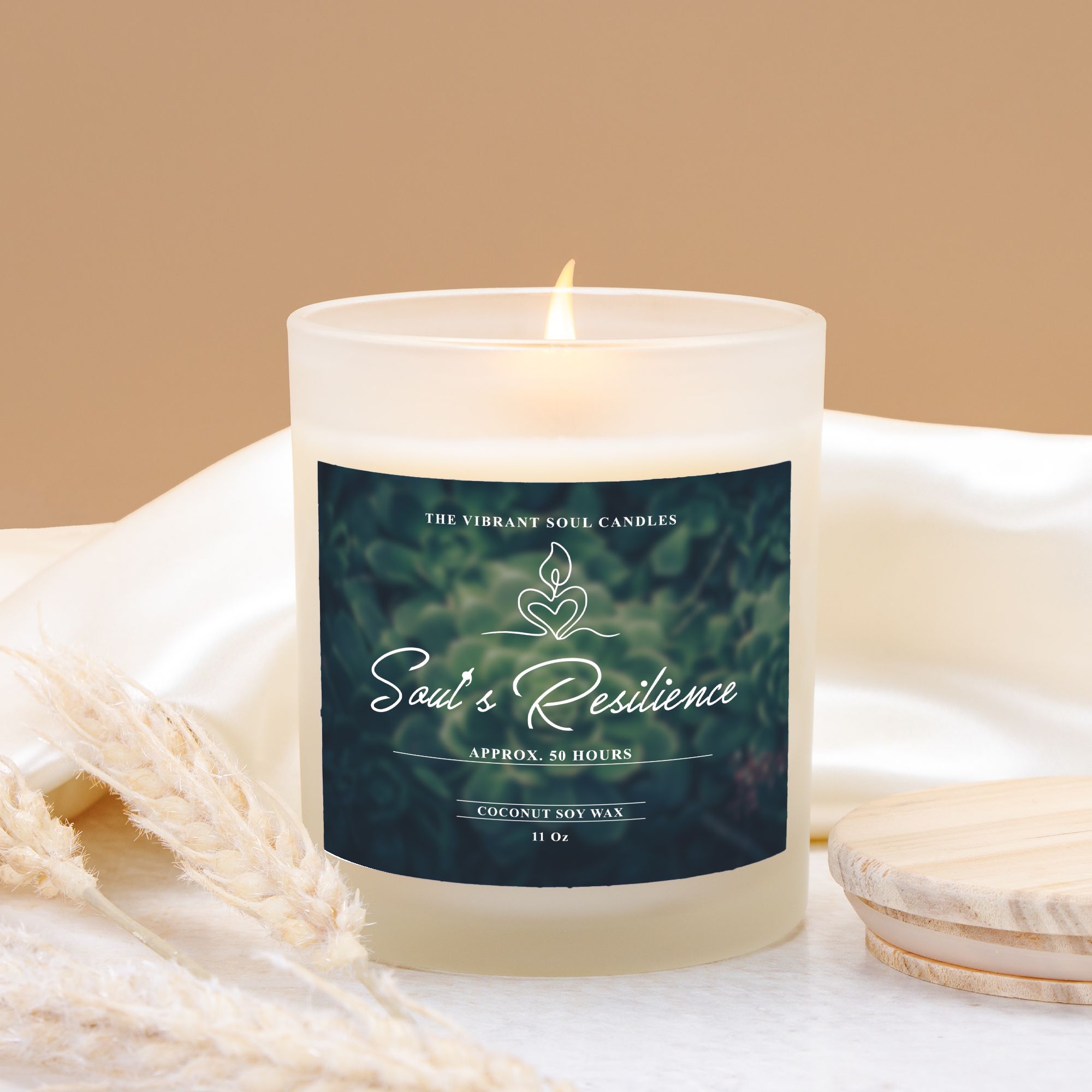 Soul's Resilience Candle Frosted Glass (Hand Poured 11 oz)