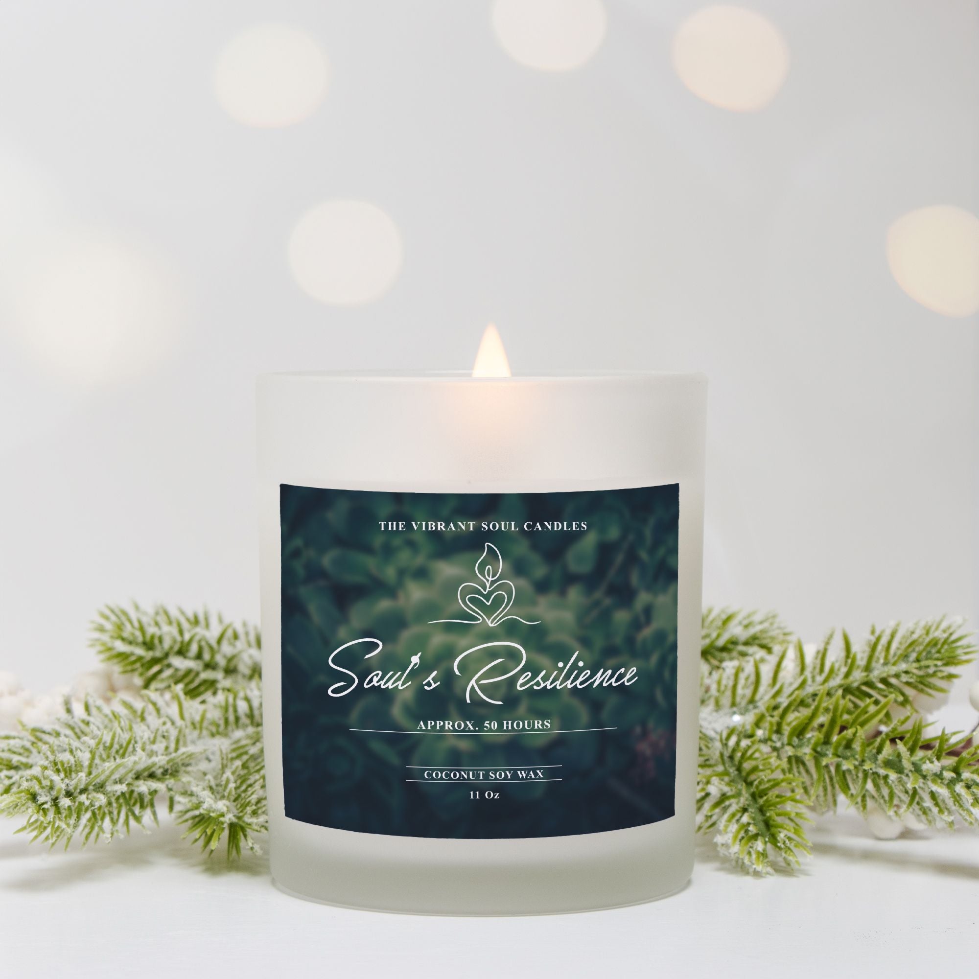 Soul's Resilience Candle Frosted Glass (Hand Poured 11 oz)