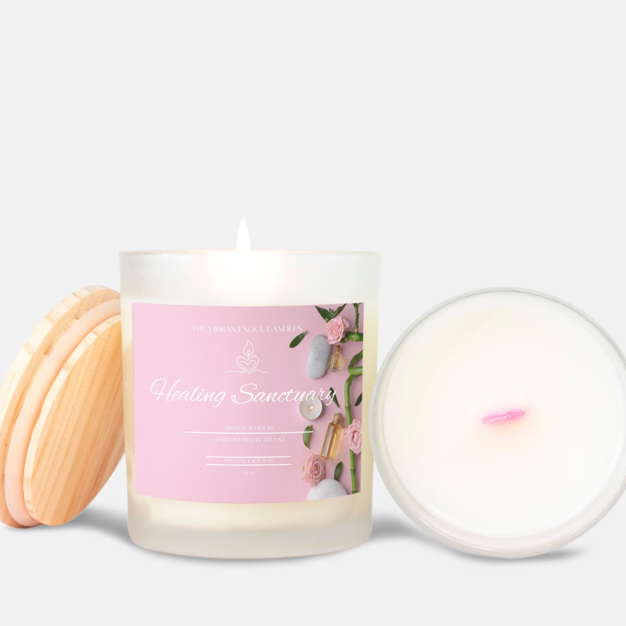 Healing Sanctuary Candle Frosted (Pink Wick) Glass