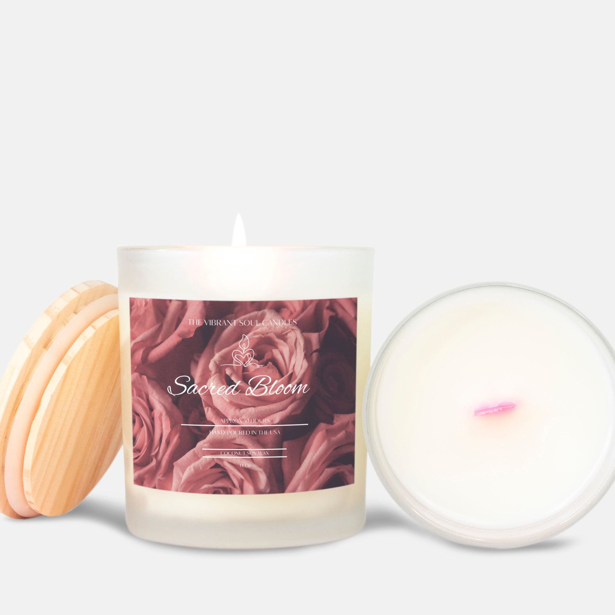 Sacred Bloom Candle Frosted (Pink Wick) Glass