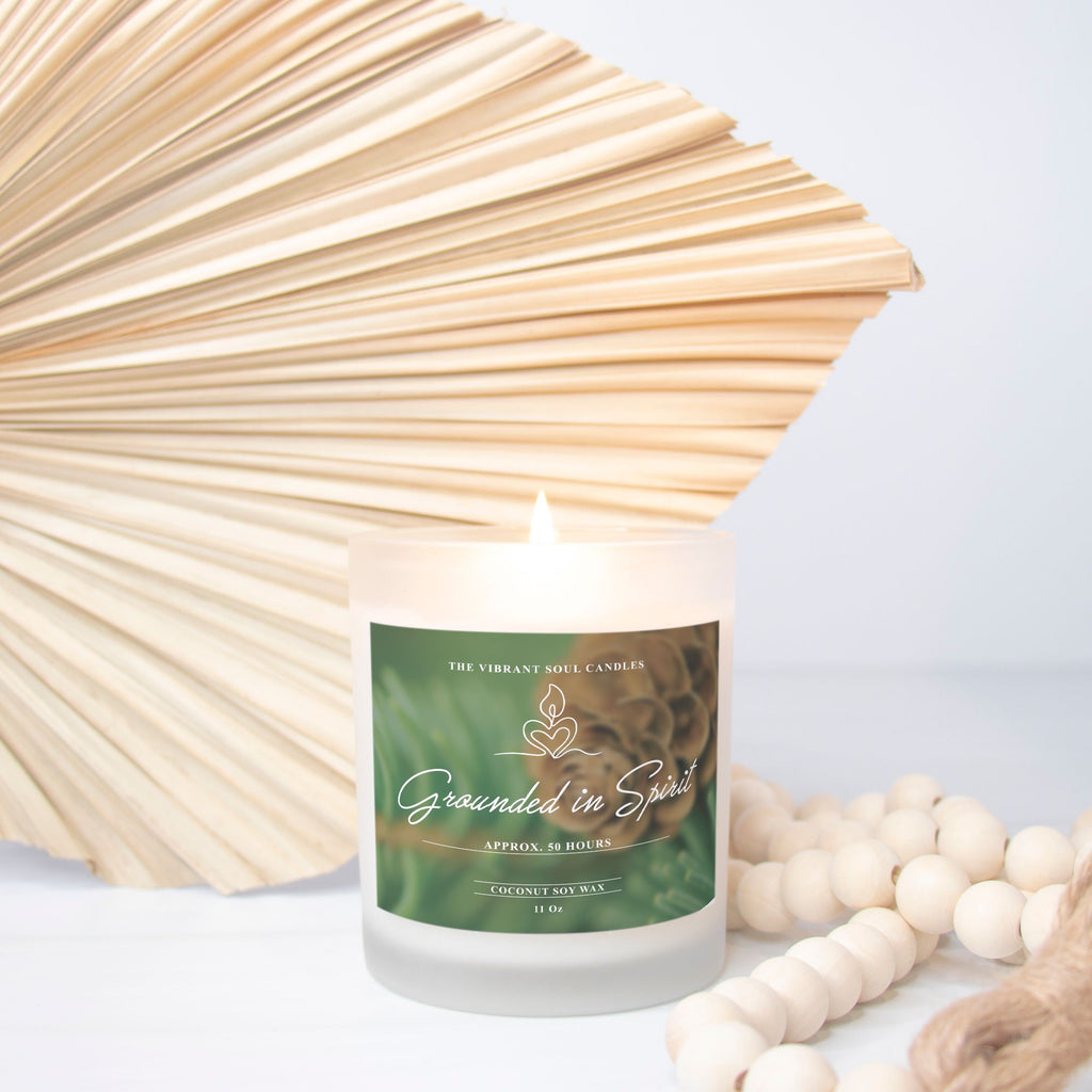 Grounded in Spirit Candle Frosted Glass (Hand Poured 11 oz)