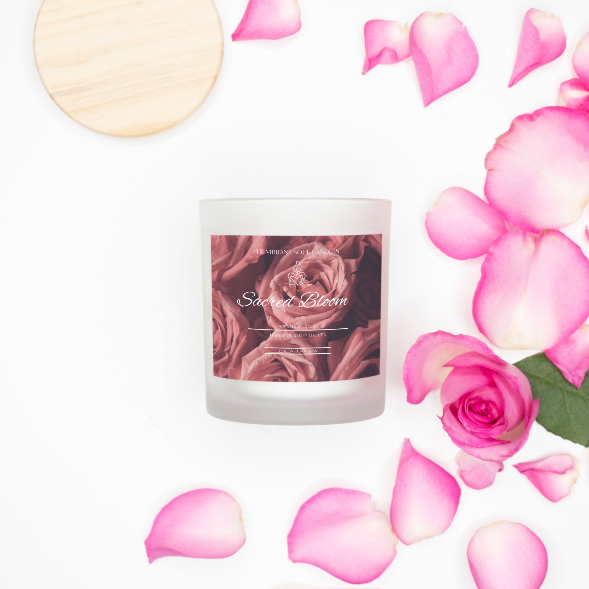 Sacred Bloom Candle Frosted (Pink Wick) Glass