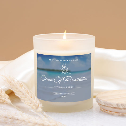 Ocean of Possibilities Candle Frosted Glass (Hand Poured 11 oz)