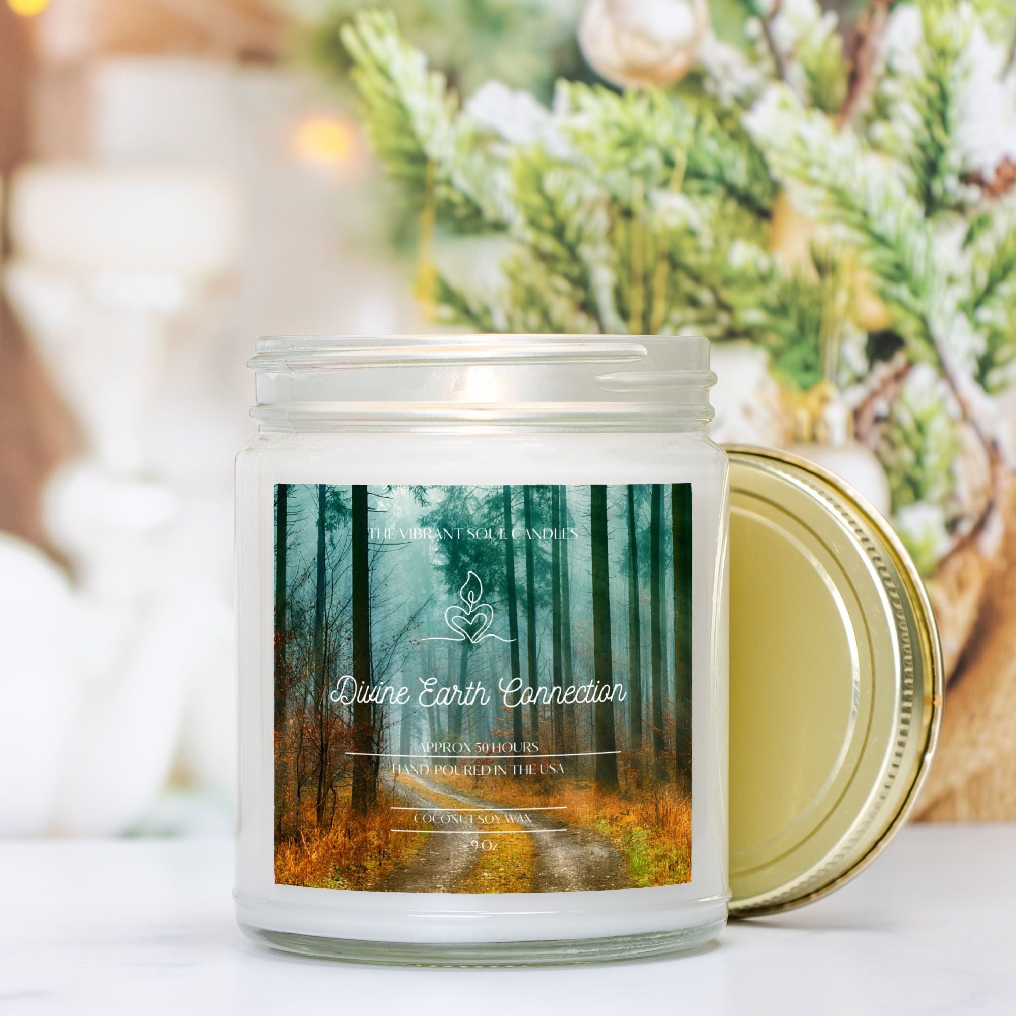 Divine Earth Connection Candle Clear Jar 9oz