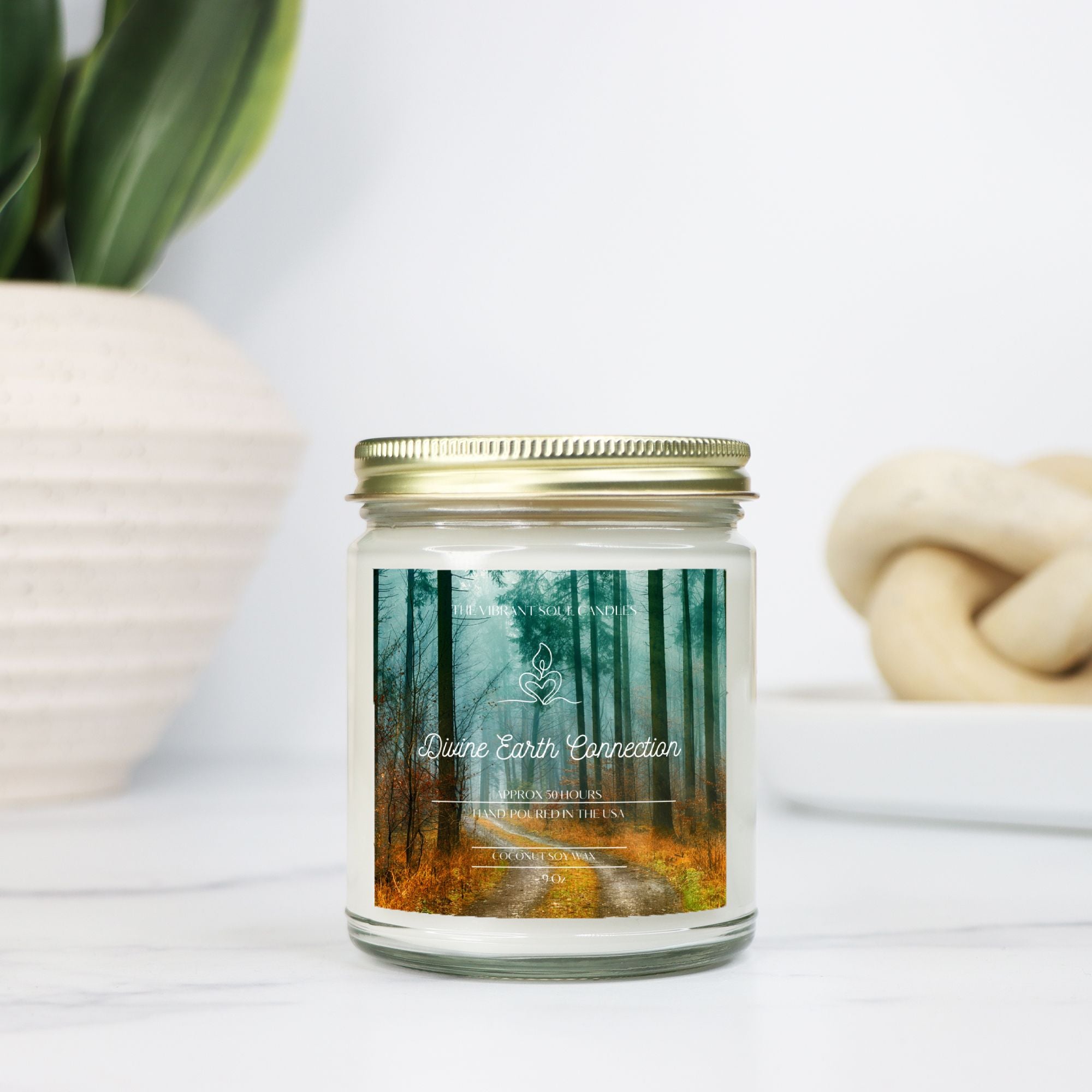 Divine Earth Connection Candle Clear Jar 9oz