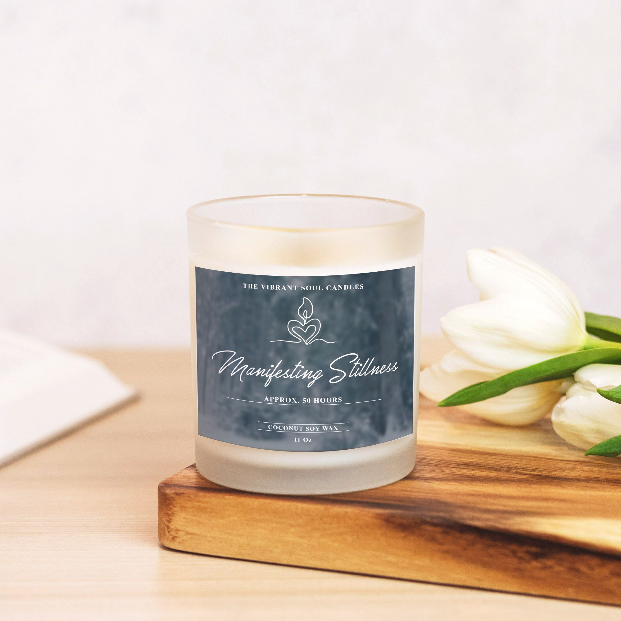 Manifesting Stillness Candle Frosted Glass (Hand Poured 11 oz)