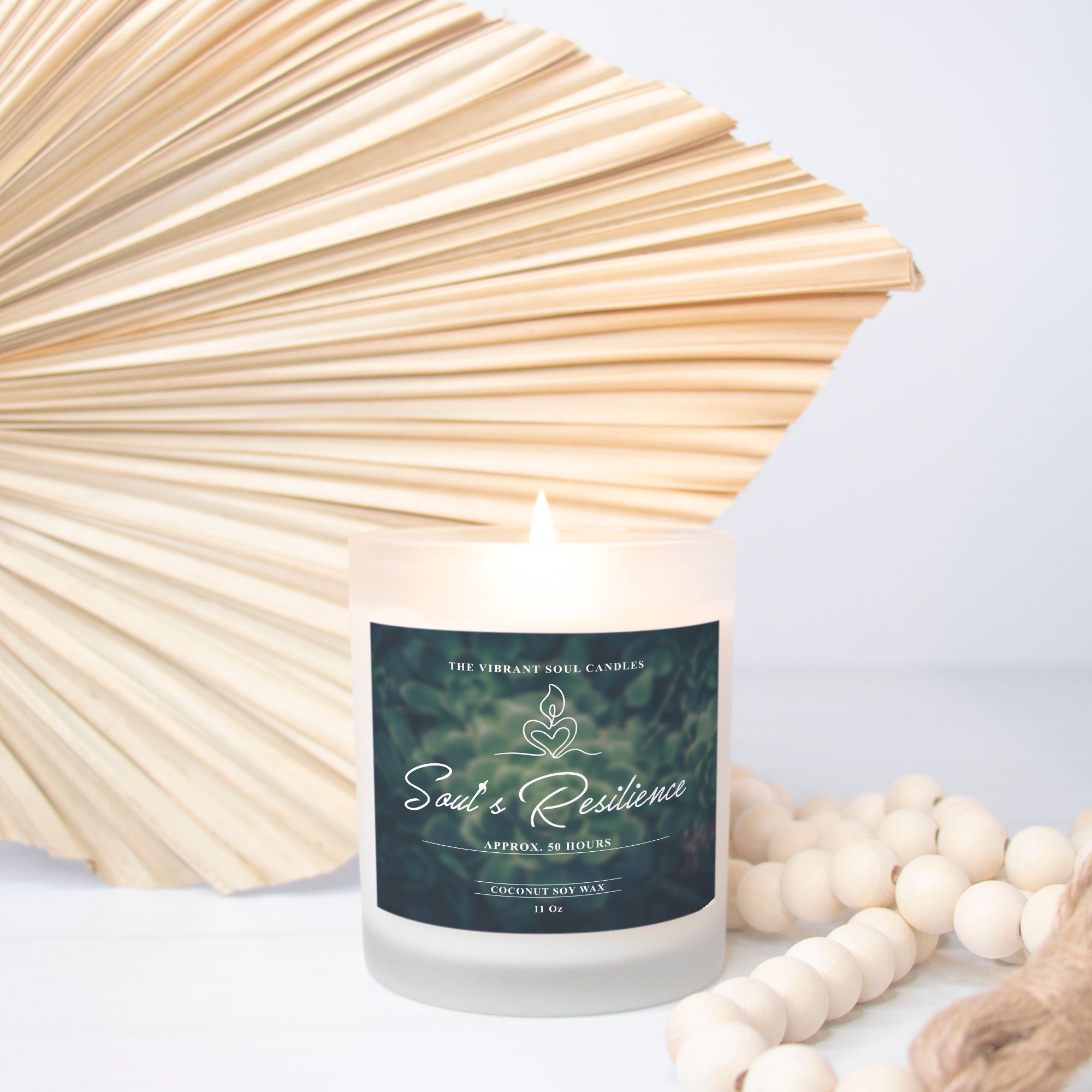 Soul's Resilience Candle Frosted Glass (Hand Poured 11 oz)