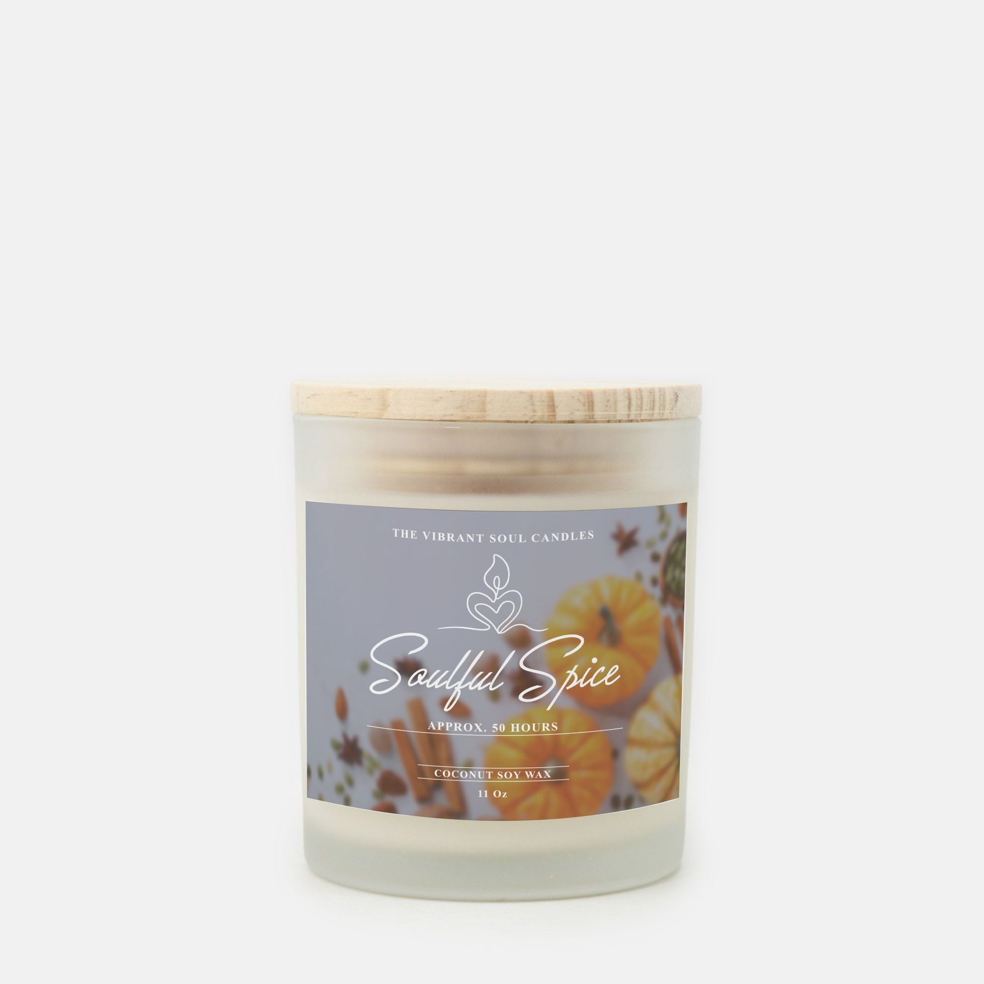 Soulful Spice Candle Frosted Glass (Hand Poured 11 oz)