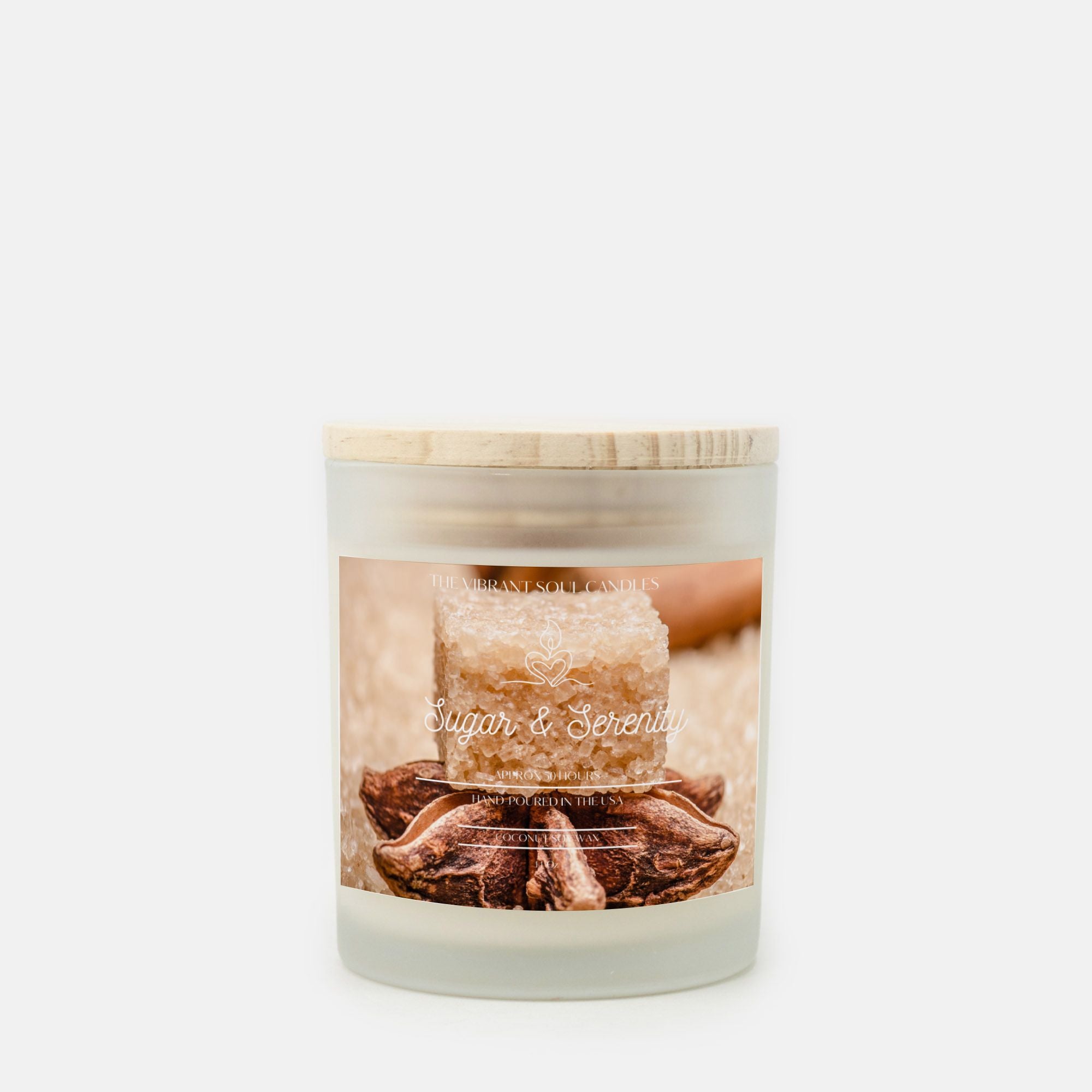 Sugar and Serenity Candle Frosted Glass (Hand Poured 11 oz)
