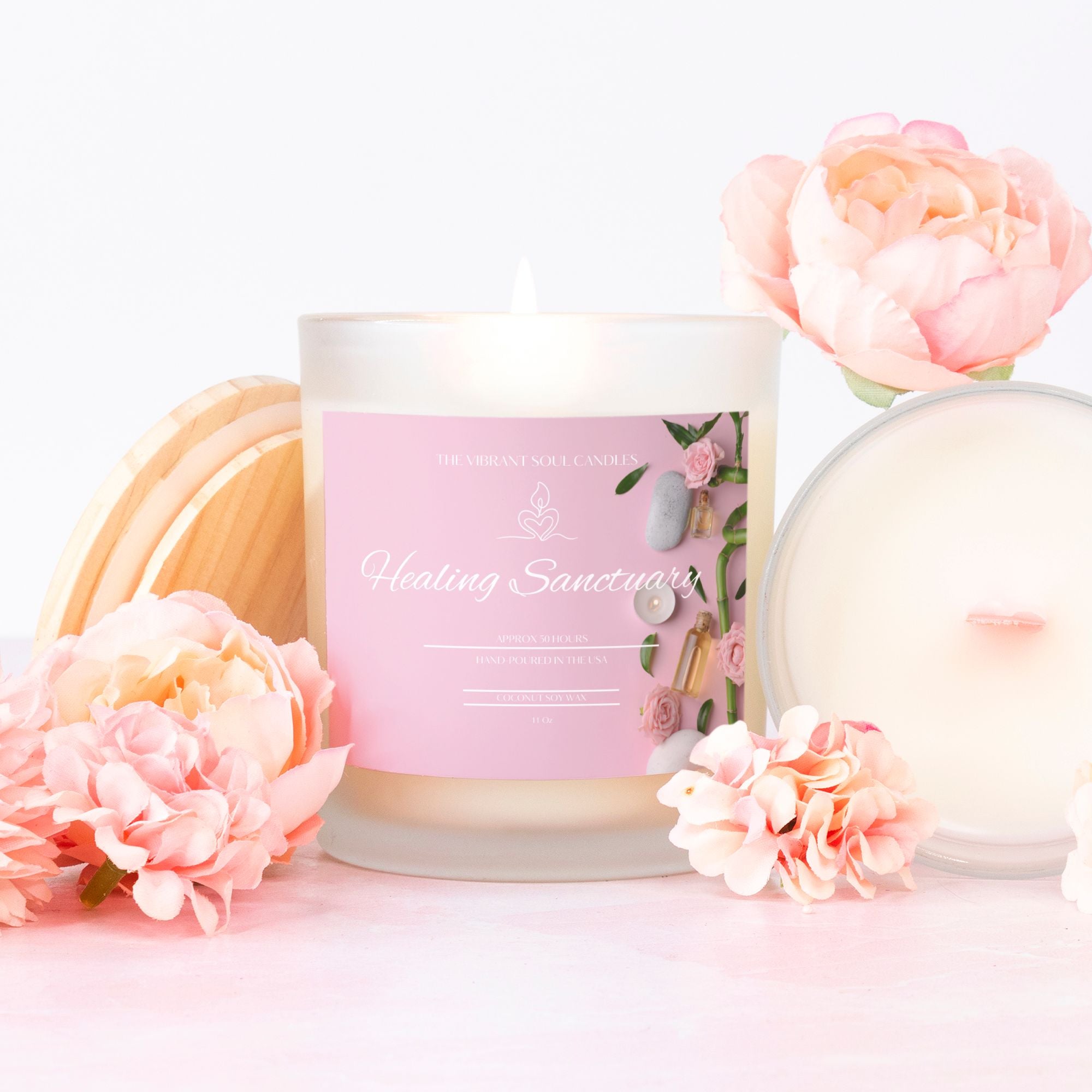 Healing Sanctuary Candle Frosted (Pink Wick) Glass