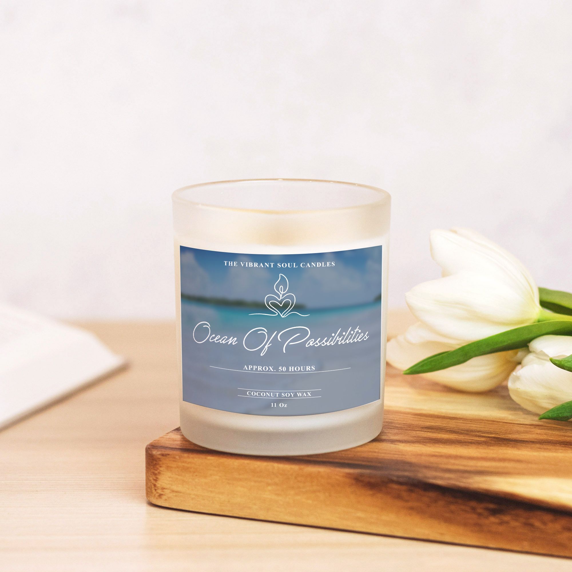 Ocean of Possibilities Candle Frosted Glass (Hand Poured 11 oz)