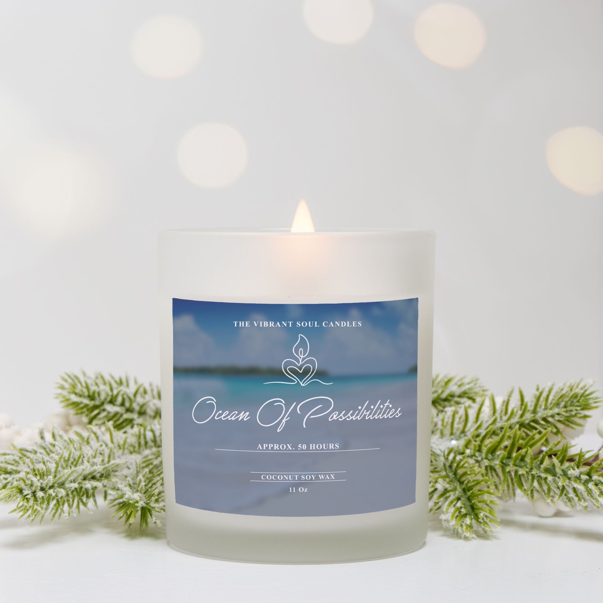 Ocean of Possibilities Candle Frosted Glass (Hand Poured 11 oz)